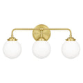 Satin brass vanity light, by Quoizel, for bathroom