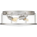 Brushed nickel flush-mount ceiling light, by Quoizel, for hallway, bedroom, or entryway