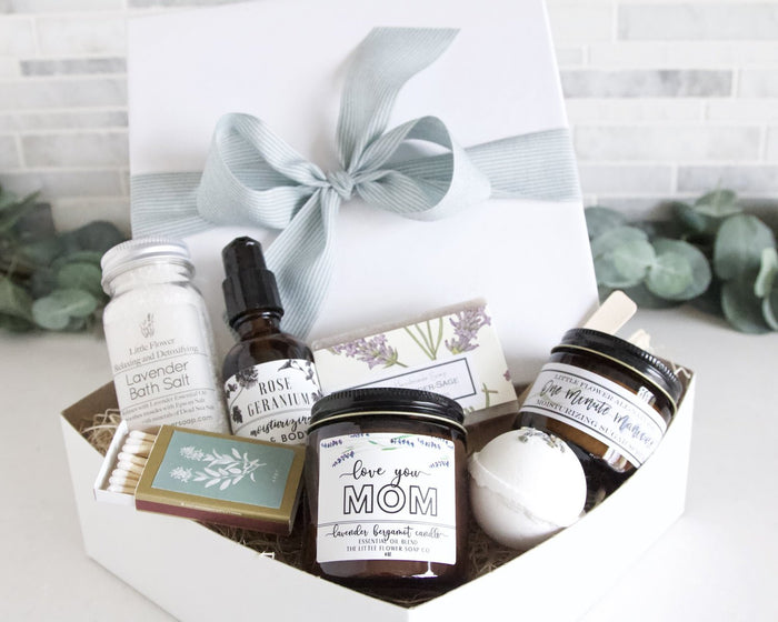 Luxurious Lavender Bergamot Self Care Gift Box - Mother's Day gift for Mom - Little Flower Soap Co
