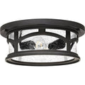 Mystic black outdoor ceiling light, by Quoizel, for hallway, bedroom, or entryway