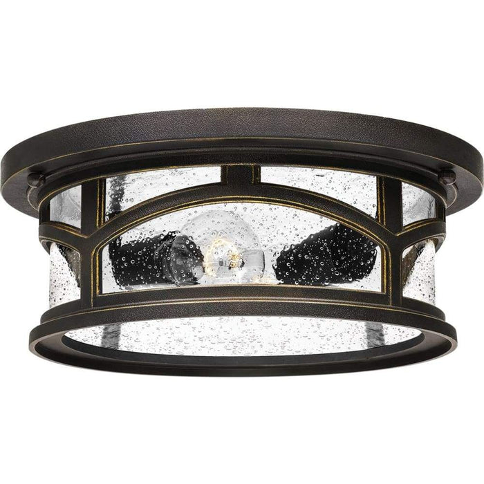 Palladian bronze outdoor ceiling light, by Quoizel, for hallway, bedroom, or entryway