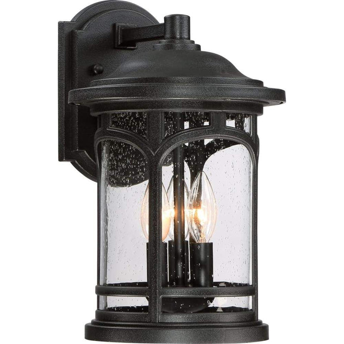 Mystic black wall sconce, by Quoizel, for hallway or living room
