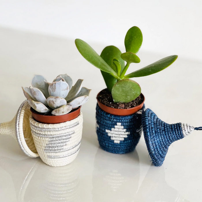 Metallic Mini Lidded Basket Ornament