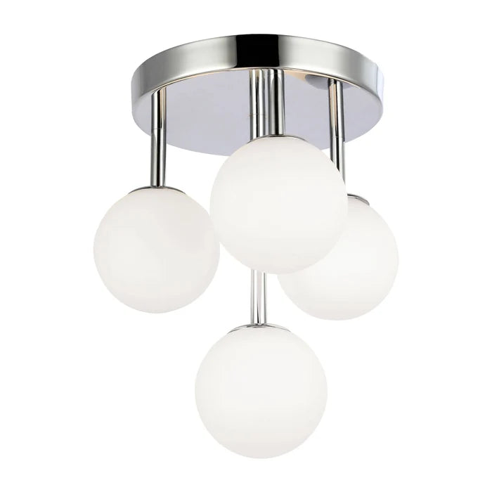 Polished chrome flush-mount ceiling light, by Dainolite, for hallway, bedroom, or entryway