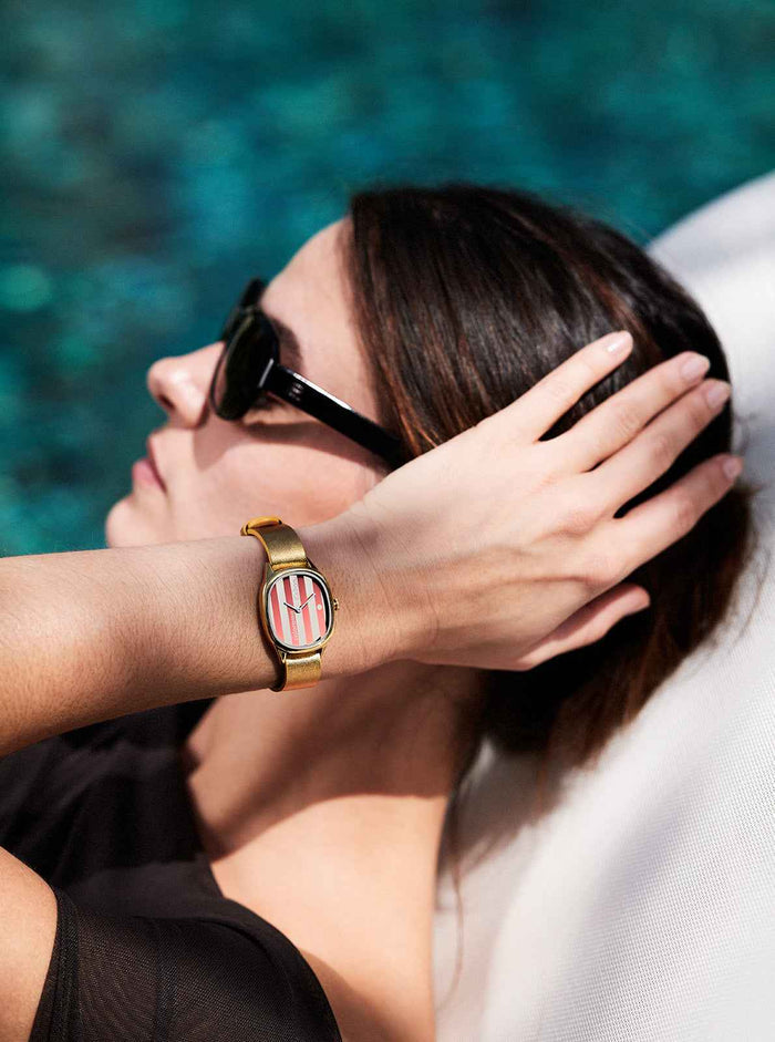 Montre Colorama Rayée Pêche