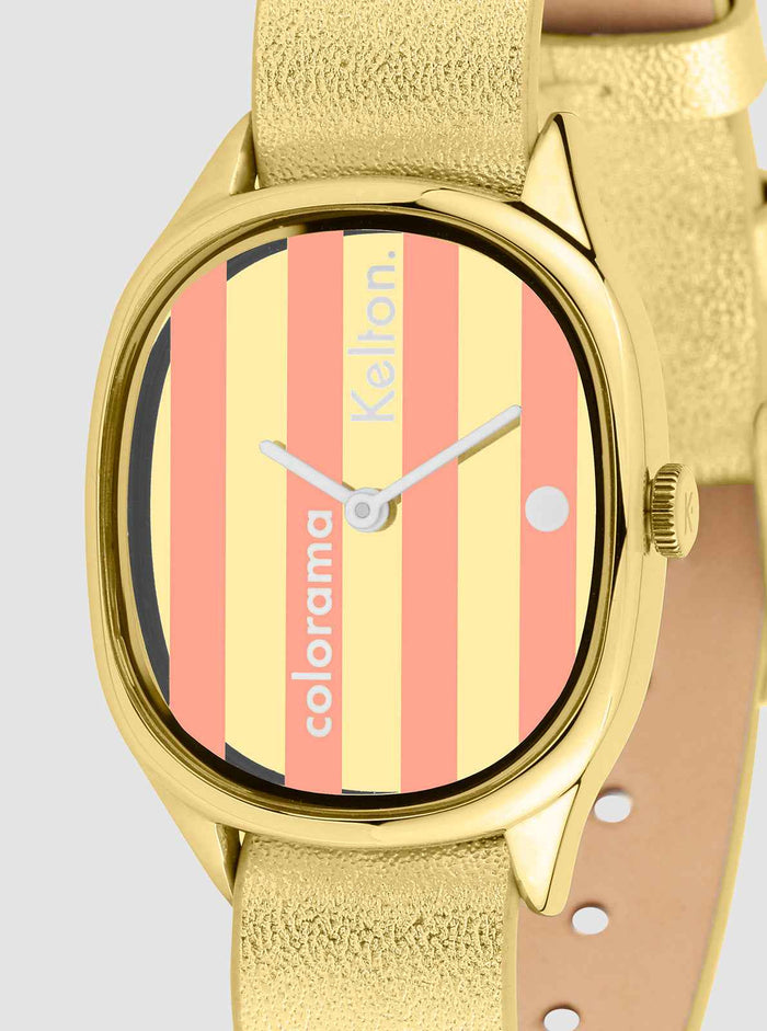 Montre Colorama Rayée Pêche