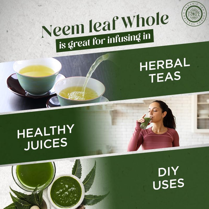 Natural Neem (Margosa) Herb Whole Leaf, 3.53oz (100gm) Pack - Pride Of India