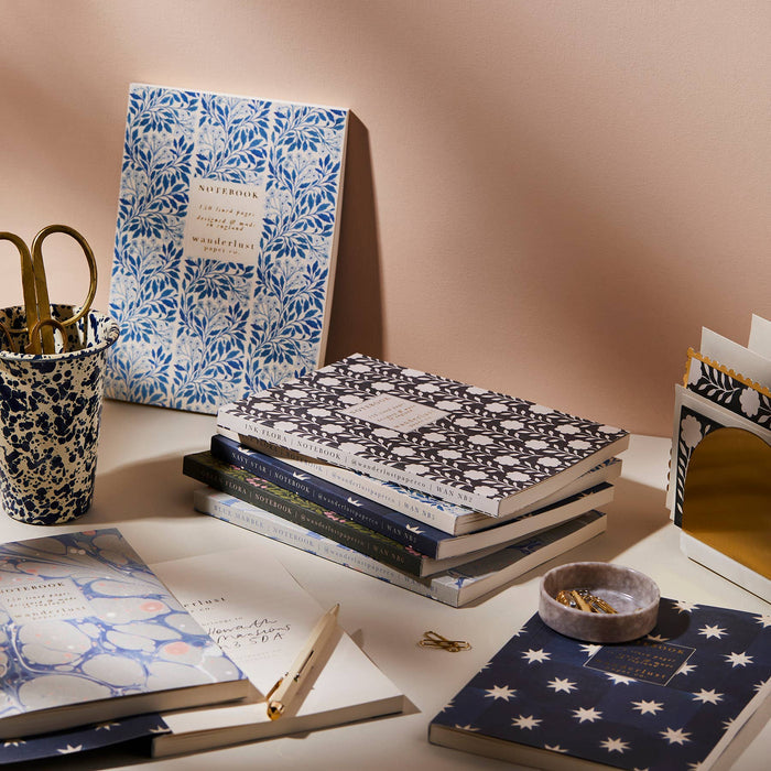 Navy Star Notebook - Little Flower Soap CocelestialjournalnotebookNotebook
