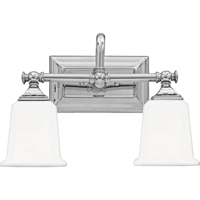 Polished chrome vanity light, by Quoizel, for bathroom