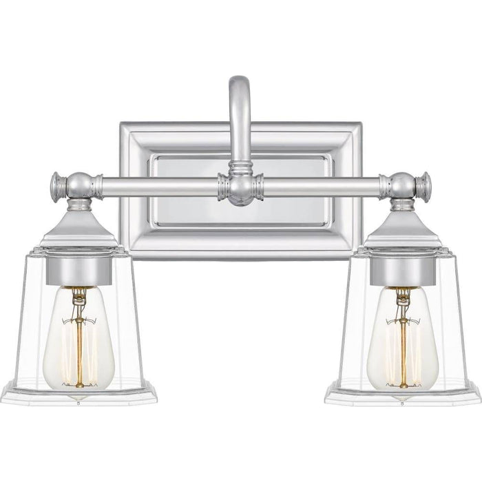 Polished chrome vanity light, by Quoizel, for bathroom