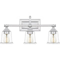 Polished chrome vanity light, by Quoizel, for bathroom