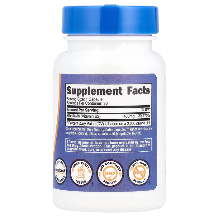 Nutricost vitamin B2 400 mg capsules by Nutricost