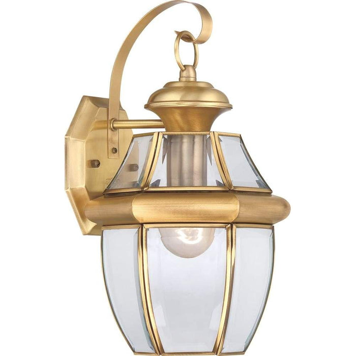 Polished brass wall sconce, by Quoizel, for hallway or living room