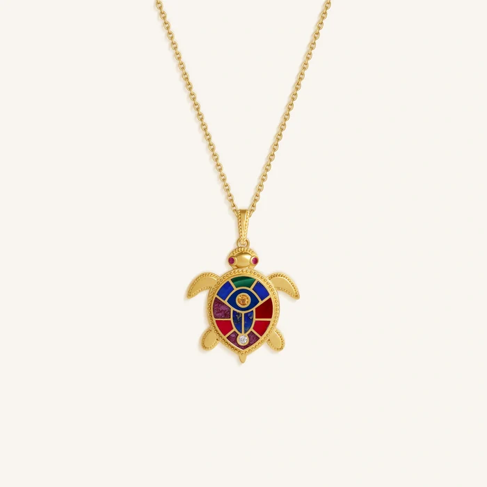 Ocean Tranquility Turtle Charm Necklace