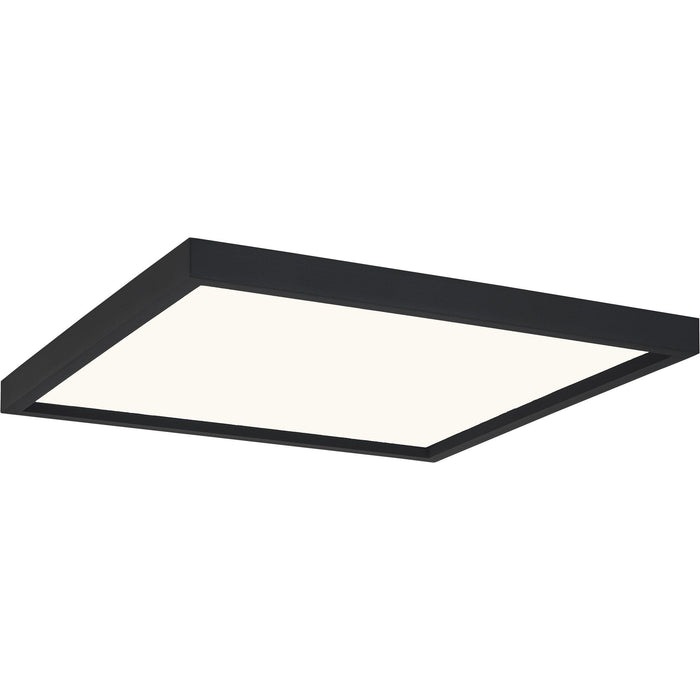 Earth black flush-mount ceiling light, by Quoizel, for hallway, bedroom, or entryway