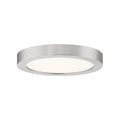 Brushed nickel flush-mount ceiling light, by Quoizel, for hallway, bedroom, or entryway
