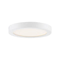 Matte white flush-mount ceiling light, by Quoizel, for hallway, bedroom, or entryway