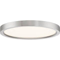 Brushed nickel flush-mount ceiling light, by Quoizel, for hallway, bedroom, or entryway
