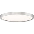 Brushed nickel flush-mount ceiling light, by Quoizel, for hallway, bedroom, or entryway