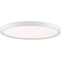 Matte white flush-mount ceiling light, by Quoizel, for hallway, bedroom, or entryway