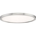 Brushed nickel flush-mount ceiling light, by Quoizel, for hallway, bedroom, or entryway