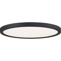 Earth black flush-mount ceiling light, by Quoizel, for hallway, bedroom, or entryway