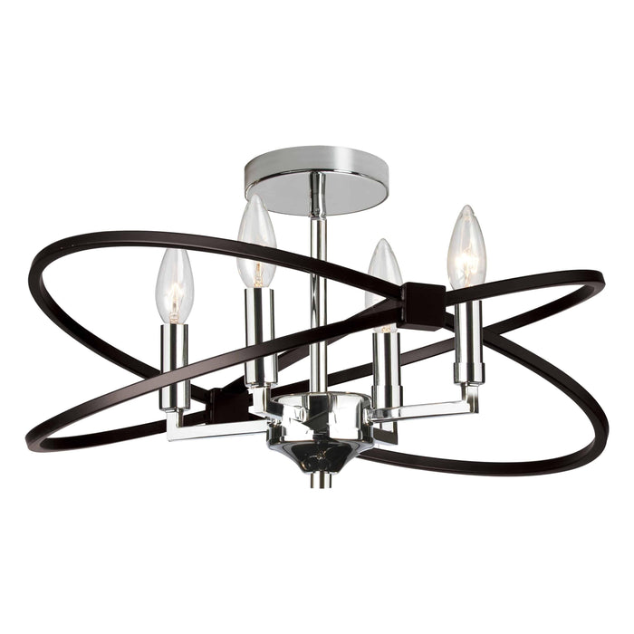 Polished chrome semi-flush mount ceiling light, by Dainolite, for hallway, bedroom, or entryway