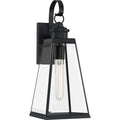 Matte black wall sconce, by Quoizel, for hallway or living room