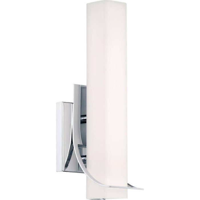 Polished chrome wall sconce, by Quoizel, for hallway or living room