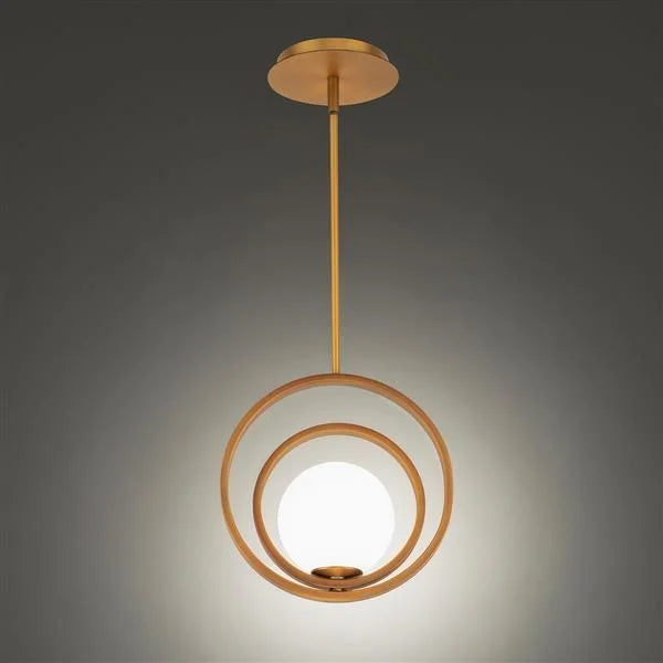 Aged brass pendant light, by WAC, for kitchen island or dining