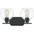 Matte black vanity light, by Quoizel, for bathroom