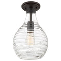 Old bronze semi-flush mount ceiling light, by Quoizel, for hallway, bedroom, or entryway