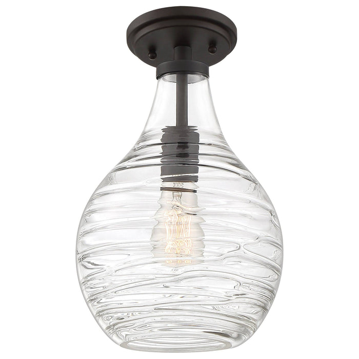 Old bronze semi-flush mount ceiling light, by Quoizel, for hallway, bedroom, or entryway
