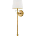 Weathered brass wall sconce, by Quoizel, for hallway or living room