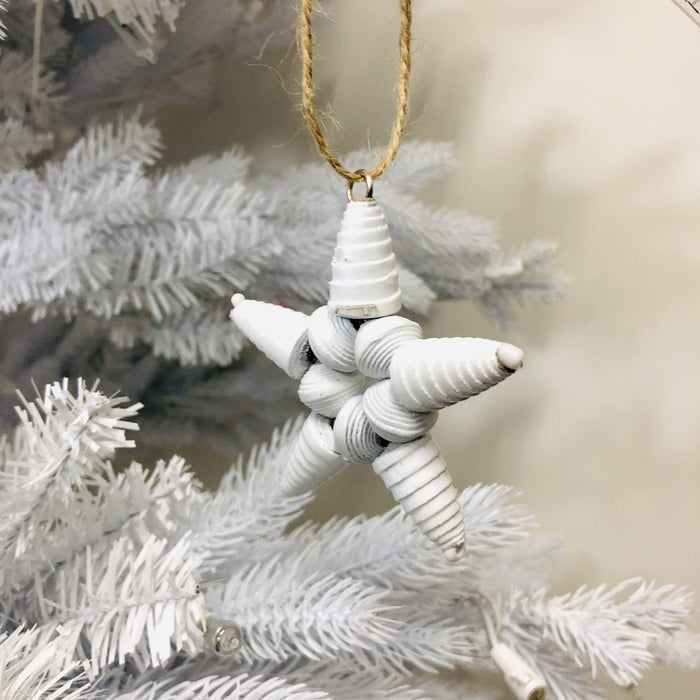 Recycled Paper Star Ornament | White