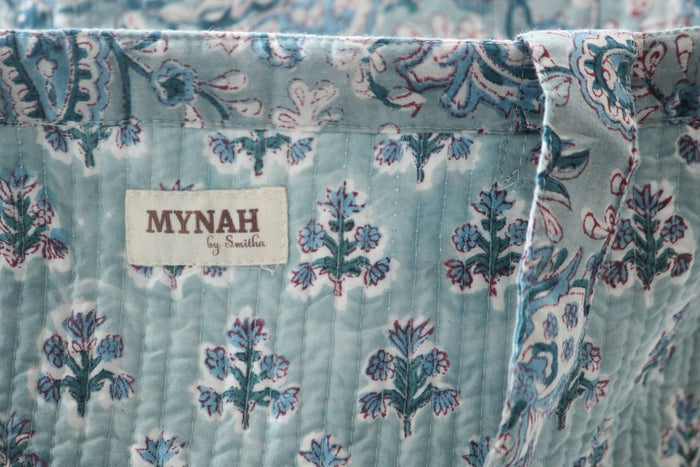 Reversible Quilted Tote Bag - Teal Paisley & Blue Thistle Print | Laptop Tote - Little Flower Soap Coblock-printgifthandcrafted
