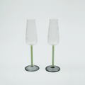 Ripple Borosilicate Glass Flute Set | Green + Grey