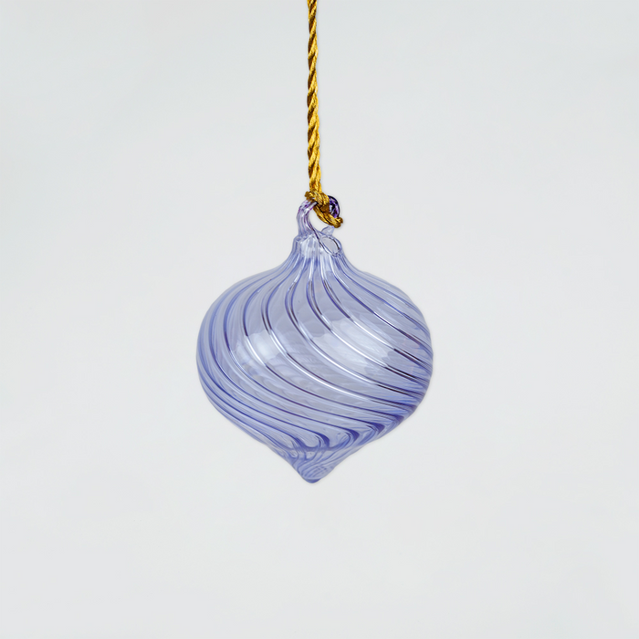 Rippled Blown Glass Bulb Ornament | Blue