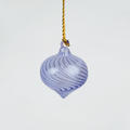 Rippled Blown Glass Bulb Ornament | Blue