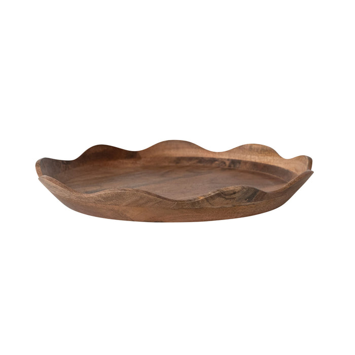 Round Wood Scalloped Tray