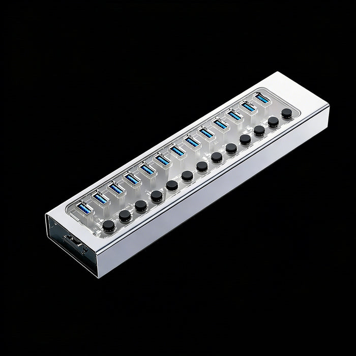 Rowsfire 13-Port Independent Control USB 3.0 Hub with Global Universal Power Adapter - Rowsfire