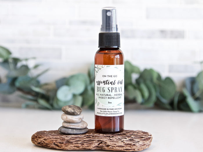 Small Outdoorsy Gift Set - Natural Bug Spray, Candle and Itch Relief Roll on - Little Flower Soap Co