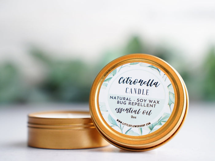 Small Outdoorsy Gift Set - Natural Bug Spray, Candle and Itch Relief Roll on - Little Flower Soap Co