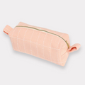 Small Toiletry Bag | Blush Pink Grid Stitch
