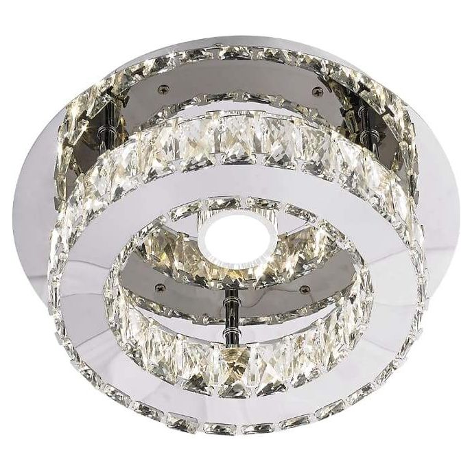 Chrome flush-mount ceiling light, by Maple, for hallway, bedroom, or entryway