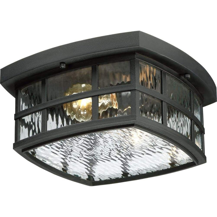 Mystic black outdoor ceiling light, by Quoizel, for hallway, bedroom, or entryway