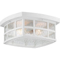 Matte white outdoor ceiling light, by Quoizel, for hallway, bedroom, or entryway