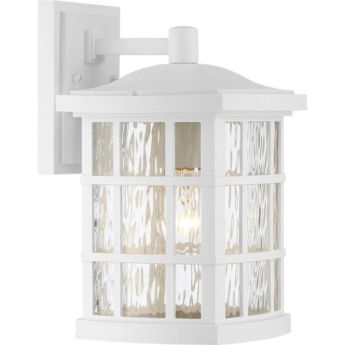 Matte white wall sconce, by Quoizel, for hallway or living room