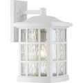 Matte white wall sconce, by Quoizel, for hallway or living room