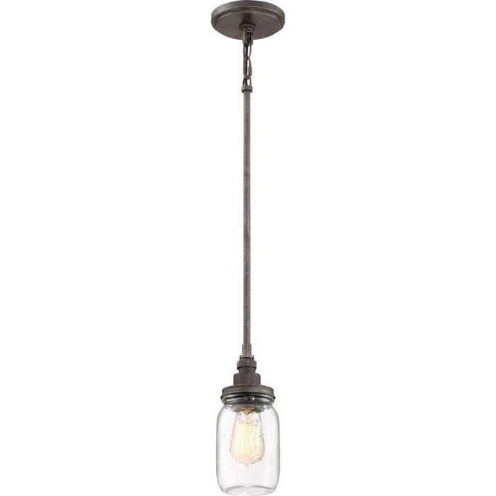 Rustic black pendant light, by Quoizel, for kitchen island or dining